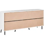 Beliani Sideboard Weiß und Schwarz Faserplatte Pulverbeschichtetes Metall 75 x 177 x 40 cm Modern Zwei Schubladen Viel Stauraum Wohnzimmer