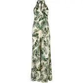 Apricot Druckkleid "Tropical Satin Kleid" mit Neckholder