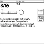 Industrial Quality Supplies Sechskantschraube ISO 8765 m.Schaft M 10 x1,25x 90 10.9