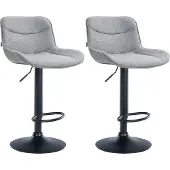 CLP 2er Set Barhocker Vonore Stoff Stoff HBT: 85x49x51 cm grau schwarz