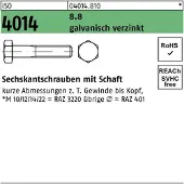 Industrial Quality Supplies Sechskantschraube ISO 4014 m.Schaft M 14 x 140 8.8 galvanisch verzinkt