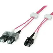 EasyLan LWL-LED-Patchkabel duplex 50/125µm OM4, LC/SC, violett, 10 m