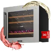 Klarstein Einbau-Weinkühlschrank, 2 Zonen Getränkekühlschrank Klein, Kleiner Weinschrank 85L, Wein-Kühlschrank Klein mit Glastür, Indoor/Outdoor Flaschenkühlschrank, Wine Fridge 36 Flaschen