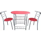 HTI Tischgruppe Merit Rot für 2 Personen, Tisch 80x74x53 cm, Stuhl 35x74x35 cm