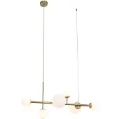 QAZQA - Hotel chic Hotel Chic Hängelampe I Pendellampe I Pendelleuchte Gold I Messing mit Opalweißem Glas 6-Lichter - Monaco I Wohnzimmer I Schlafzimmer - Metall Kugel I Kugelförmig - LED geeignet G9