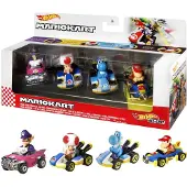 Hot Wheels Mario Kart -Fahrzeuge im 4er-Pack mit 1 exklusiven Sammlermodell, Fahrzeug-Set, 3 Jahr(e), Kunststoff, Metall, Mehrfarbig
