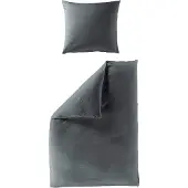 Bierbaum hochwertige Uni Fein Biber Bettwäsche einfarbig Anthrazit 100% Baumwolle, Größe:135x200cm Bettwäsche