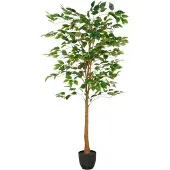 Creativ Green Kunstbaum "Ficus Benjamina" mit naturgetreuem Blattwerk und Stamm