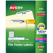 Avery 5766 Permanente Beschriftungsetiketten, 1/3 geschnitten, 1500/BX, Blau