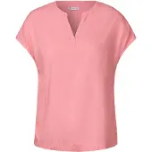 Street One Kurzarmbluse , Damen, Gr. 34, rosa (blush peach), Web, Obermaterial: 100% Viskose, unifarben, lässig geschnitten hüftbedeckend, Rundhals, Blusen Kurzarmbluse, Split Neck