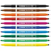 Stabilo TRIO 2 in 1, Fein / Mittel, 10 Farben, Mehrfarbig, Rund, Junge/Mädchen, Karton mit Aufhänger