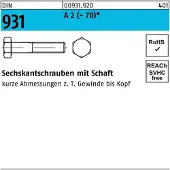 Industrial Quality Supplies Sechskantschraube DIN 931 m.Schaft M 12 x 90 A 2 (- 70)