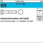 Industrial Quality Supplies Sechskantschraube DIN 931 m.Schaft M 30 x 250 A 4 (- 70)