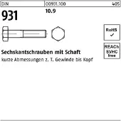 FAST-X Sechskantschraube DIN 931 m.Schaft M 20 x 90 10.9
