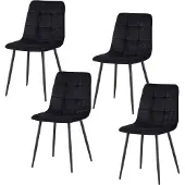HTI 4 Stühle Mesa Modern Samt, Sitzhöhe 49,5 cm, 44,5x53x86,5 cm (BxTxH)
