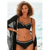 LASCANA Bügel-Bikini , Damen, Gr. 36, Cup B, gold (schwarz, weiß, goldfarben), Polyamid, gestreift, Bikini-Sets Bügel-Bikini, mit goldfarbenen Streifen, Topseller