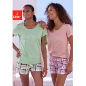 Vivance DREAMS Shorty in grün und rosa-kariert | Gr.: 40-42