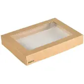 Duni Viking Brick Deckel mit PLA Fenster Braun Karton/PLA 200x140x30