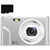 INF Digitalkamera 48MP 16x Zoom, HD-Display, 2.4" IPS-Bildschirm, 32GB Speicherkarte Silber