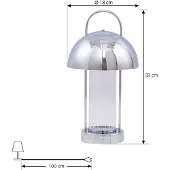 LINDBY LED-Akku-Tischleuchte Mareli, chrom, Metall, Ø 18 cm