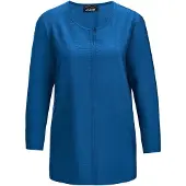 Goldner Viskosebluse mit 3/4-Ärmeln, Rundhals in royalblau | Gr.: 42
