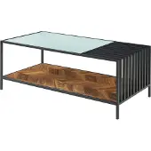 En.casa Couchtisch 'Pärghos' Wohnzimmertisch Glasplatte 120 x 60 x 45 cm Schwarz/Eicheoptik, dunkel