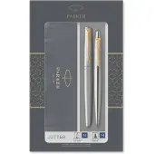 Parker - Jotter Duo Geschenkset - Edelstahl mit Goldzierteilen