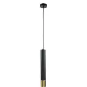 Licht-Erlebnisse Hängeleuchte schmal GU10 Metall Schwarz Gold Ø 5,5 cm Pendelleuchte Esszimmer Wohnzimmer