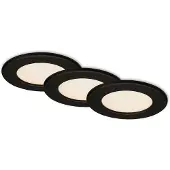 Briloner LED Einbauleuchte Ultraflach 3er Set 3000K 6W IP44 schwarz Ø11,5cm