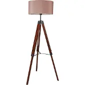 Eglo Stehlampe Lantada, 1 flammige Stehleuchte Vintage,, Standleuchte aus Holz, Stahl und Textil, Wohnzimmerlampe, Lampe mit Schalter, E27