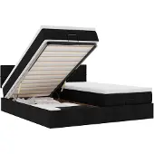 vidaXL Ottoman-Bett mit Matratzen & LEDs Schwarz 160x200 cm Stoff