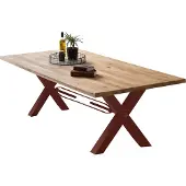 SIT Möbel Esstisch 180 x 100 cm | Tischplatte 40 mm | Wildeiche natur | X-Gestell Metall antikbraun | B 180 x T 100 x H 76 cm | 15880-00 | Serie TABLES & CO