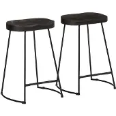 vidaXL Barhocker 2 Stk. Schwarz 45x40x62 cm Mango Massivholz