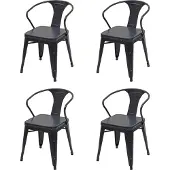 Mendler 4er-Set Esszimmerstuhl MCW-H10d, Stuhl Küchenstuhl, Chesterfield Metall Kunstleder Industrial Gastronomie schwarz-grau