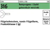 FAST-X Flügelschraube DIN 316 M 16 x 50 Temperguss/Stahl galvanisch verzinkt