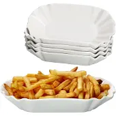 MamboCat 6x Frietjes XL Pommesschale oval weiß Currywurst-Schale Servier-Teller Porzellan