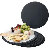 MamboCat 6x Schieferplatten rund Ø30cm Untersetzer Pizza-Teller Servier-Platte Naturschiefer