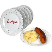MamboCat 6er Set Berta Brotzeit / Bratzeit Teller 6 Personen Grill-Platt Frühstücksteller