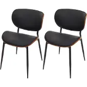 MCW 2er-Set Esszimmerstuhl MCW-O45, Stuhl, Bugholz Kunstleder 280g/m² MVG Walnuss-Optik, schwarz