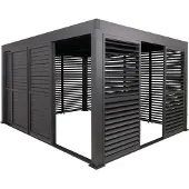 Mendler Alu Pergola MCW-L46, Pavillon Terrassenüberdachung, 7x Lamellenpaneel 7x Schiebetüren, 11cm-Gestell, 3x4m anthrazit