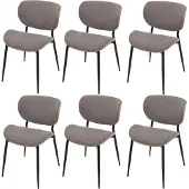 Mendler 6er-Set Esszimmerstuhl MCW-O45, Bugholz Stoff (370g/m²) MVG- natur, hellgrau