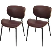 Mendler 2er-Set Esszimmerstuhl MCW-O45, Bugholz Kunstleder 280g/m² MVG- natur, vintage braun
