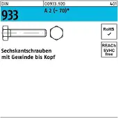Industrial Quality Supplies Sechskantschraube DIN 933 VG M 14 x 50 A 2 (- 70)