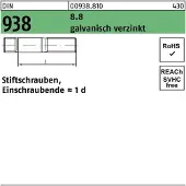 FAST-X Stiftschraube DIN 938 M 20 x 100 8.8 galvanisch verzinkt