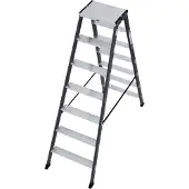 Krause Doppelleiter "SePro D", Alu eloxiert, 2x7 Stufen, Arbeitshöe ca. 306 cm