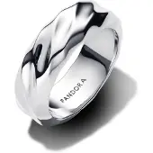 Pandora Essence 925 Sterling Silver Rippled Wide Band Ring 193886C00