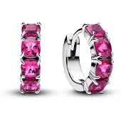 Pandora 293851C02 Damen-Creolen Ohrringe Pink Silber