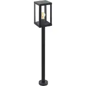 Eglo Außen-Stehlampe Alamonte 1, 1 flammige Außenleuchte, Stehleuchte aus Stahl verzinkt in Schwarz und Glas in Transparent, E27 Fassung, IP44