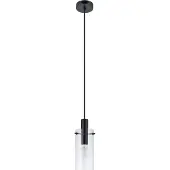 Eglo Pendelleuchte Montefino, 1 flammige Hängelampe, Hängeleuchte aus Metall in Schwarz und Glas in Klar, Esstischlampe, Wohnzimmerlampe mit E27