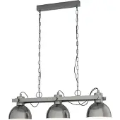Eglo Pendellampe Lubenham, 3 flammige Vintage Pendelleuchte im Industrial Design, Retro Hängelampe aus Stahl, Farbe: Nickel matt, creme, Fassung: E27